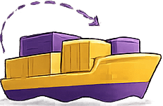 International groupage shipping shared container